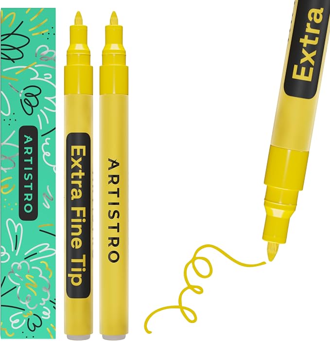 ARTISTRO 2 Yellow Acrylic Paint Markers by ARTISTRO