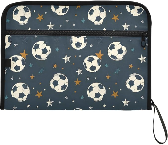Expanding File Folder Soccer Black Accordion File Organizer 13 Pockets Document - Image 7