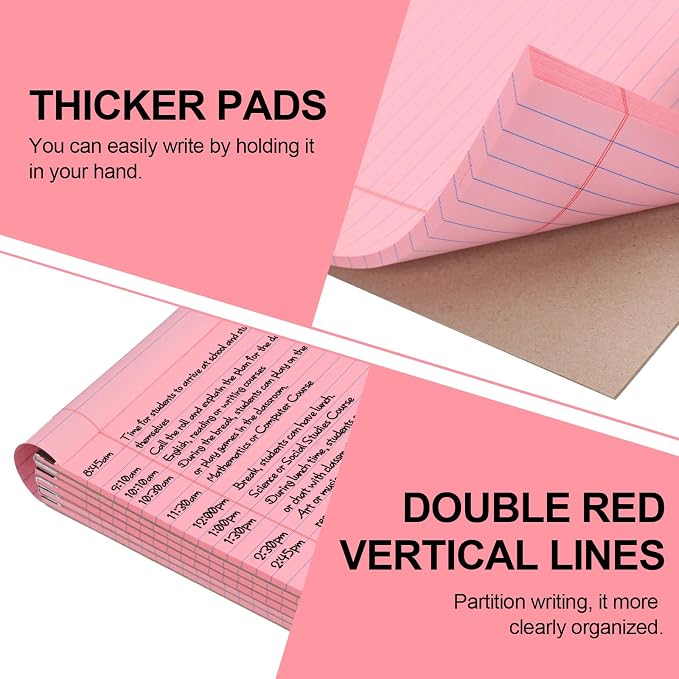 Utron 6 PCS Small Legal Pads 5x8 Pink, Narrow Ruled Small Note Pads 5x8 - Image 3