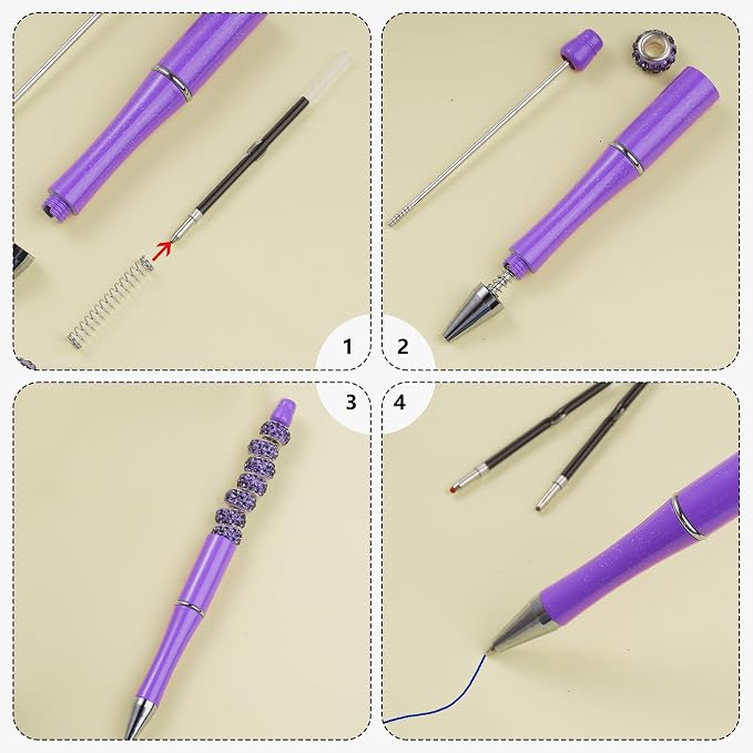 jiebor 100Pcs Beadable Pens Refills Ballpoint Pens Refills Blue Ink 1.0mm - Image 4