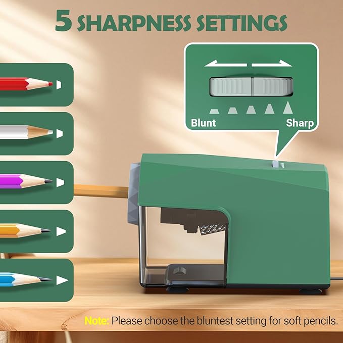 AFMAT Electric Pencil Sharpener, Fast & Hands-Free, 10K+ Uses, 5 Nibs, Fully - Image 5