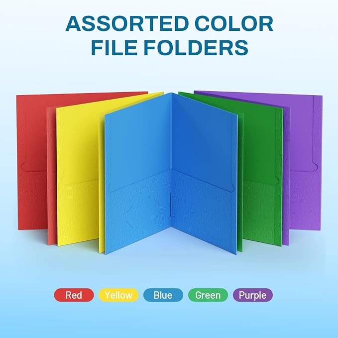 SUNEE Folders with Pockets, 2 Pocket Folders Fit Letter Size Paper, Paper File - Image 5