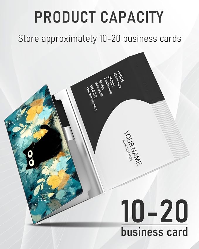 Business Card Metal Slim Organizer, Professional Stainless Steel Square Pocket - Image 2