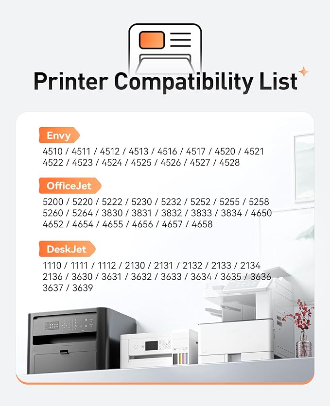63XL Ink Cartridges 2 Pack High Yield with Chip Replacement for HP 63 63xl Ink Compatible with HP Officejet 3830 4650 4655 5255 5258 5200 Envy 4510 4512 4520 4650 Deskjet 2130 2132 3630 3634 Printer-DeskLoop Office