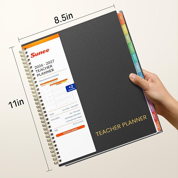 SUNEE Teacher Planner 2026-2027 Academic Year, 7 Periods Lesson Plan Book Jul - Image 7