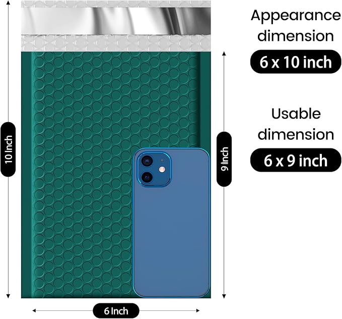 Fuxury Bubble Mailer 6x10 Inch 600 Pack Forest Green Bubble Mailers Bulk Thick - Image 2
