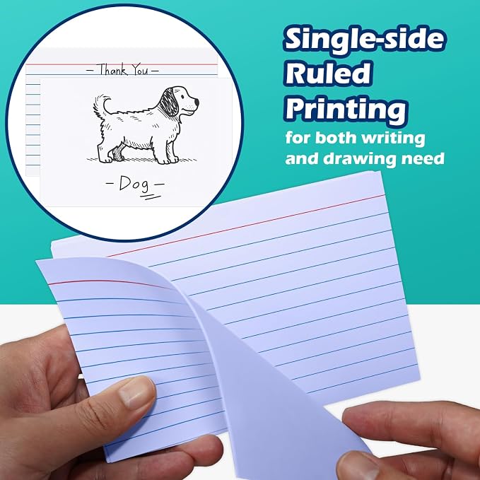 Purple Index Cards 4x6 Lined Ruled Flash Note Cards 100 Count, 220 GSM Heavy - Image 3