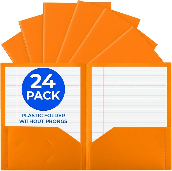 24 Pack Orange Plastic Folders by EPI