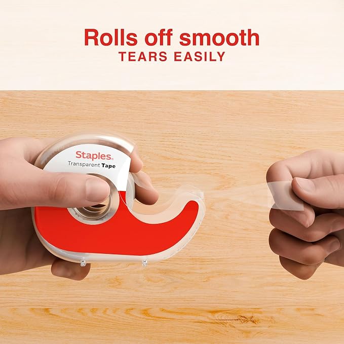 STAPLES Transparent Tape Refill, 3/4" x 36 yds., 6 Rolls – Clear Adhesive Tape - Image 3
