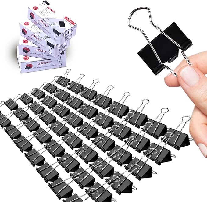 Medium Binder Clips, 48 Pack, 1-1/4 Inch, Standard 32mm, Capacity 0.6 Inch by Makanu