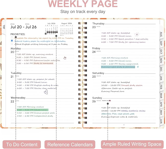 Planner 2026-2027, Weekly and Monthly Academic Year Calendar Planner, July 2026 - Image 2