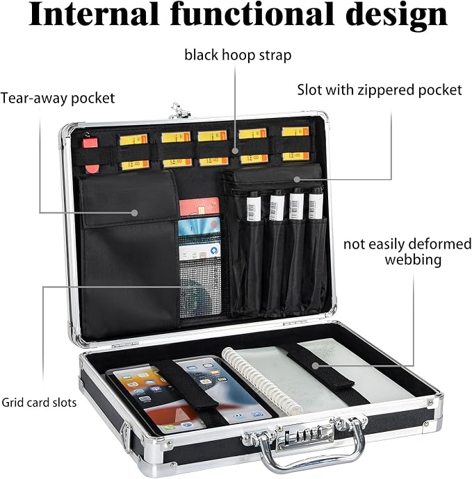Aluminum Briefcase, Key Lock Clipboard Storage Box, Lockable Storage Case - Image 3