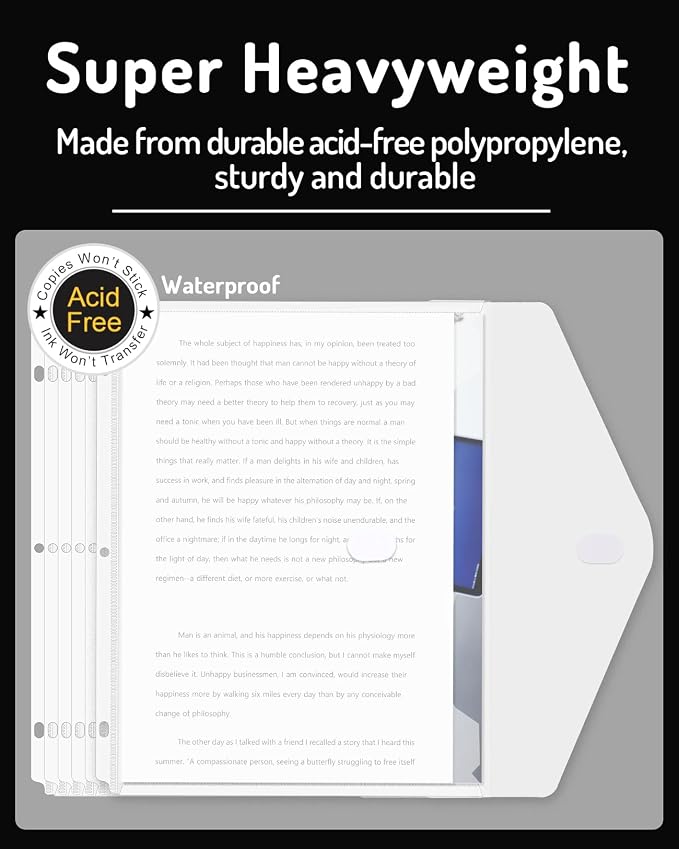 Forvencer Binder Pocket, 5 Pack Super Heavyweight Poly Binder Pocket - Image 3