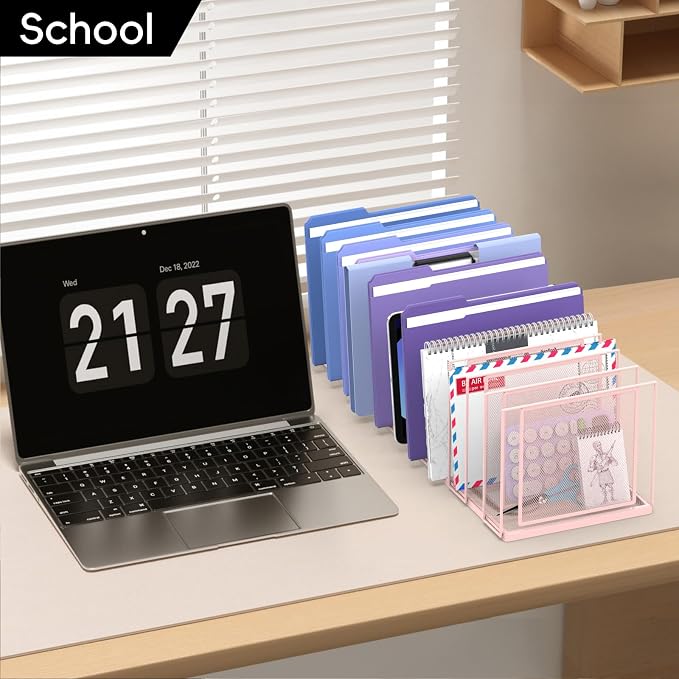 File Organizer for Desk, 11-Section Vertical File Sorter, Paper Holder - Image 9