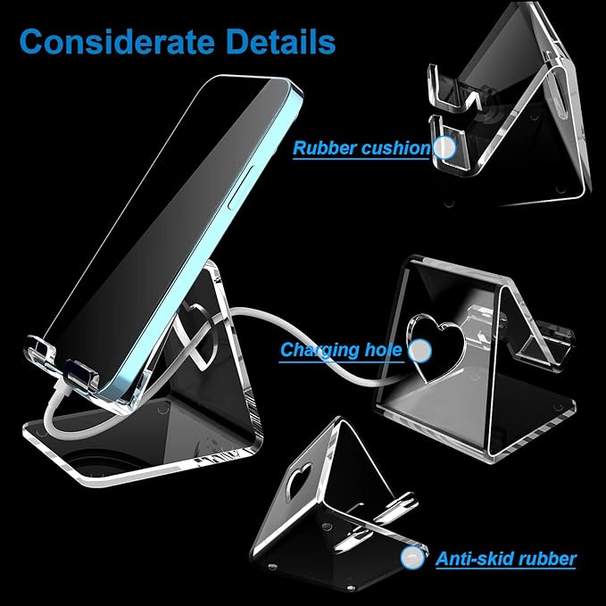Crpich Acrylic Cell Phone Stand, Portable Phone Holder, Compatible - Image 3