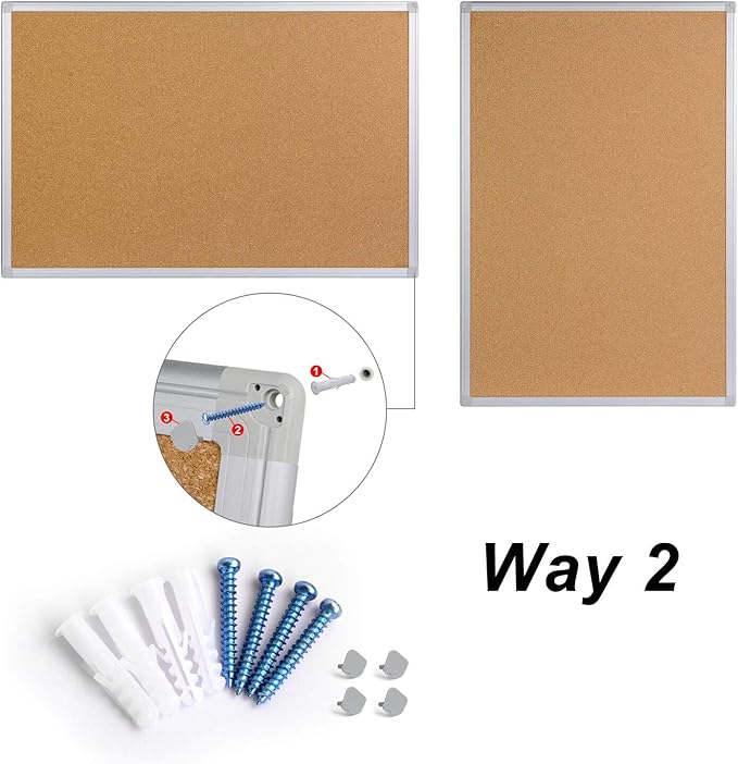 Board2by Cork Board Bulletin Board 24 x 36, Silver Aluminium Framed 2x3 Corkboard, Office Board for Wall Cork, Large Wall Mounted Notice Pin Board-DeskLoop Office