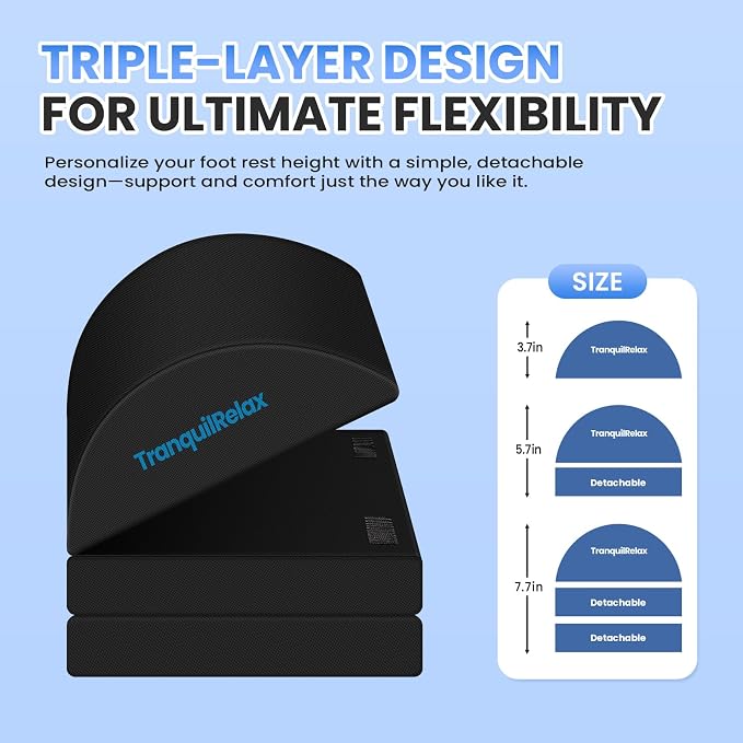 TranquilRelax Foot Rest for Under Desk at Work, Gaming Accessories Foot Stool - Image 2