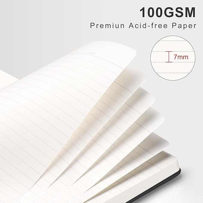 RETTACY Spiral Journal Notebook, 110 Numbered Pages, A4 Large Size (8.5'' x 11''), for Men & Women, Journaling, Writing, Work & Office, Leather Hardcover, 100 GSM Thick Paper (Black)-DeskLoop Office