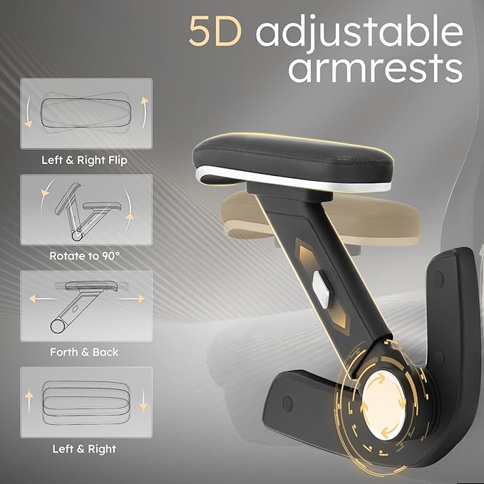 750lbs Big and Tall Office Chair- Heavy Duty Executive Chair with 5D Flip Arms and Adjustable Lumbar Support, Ergonomic Mesh High Back Desk Chair, Ergonomic Executive Home Office Computer Chair-DeskLoop Office