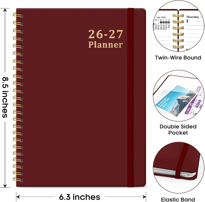Planner 2026-2027, 6.3" x 8.5" Weekly and Monthly Academic Year Planner Calendar - Image 4