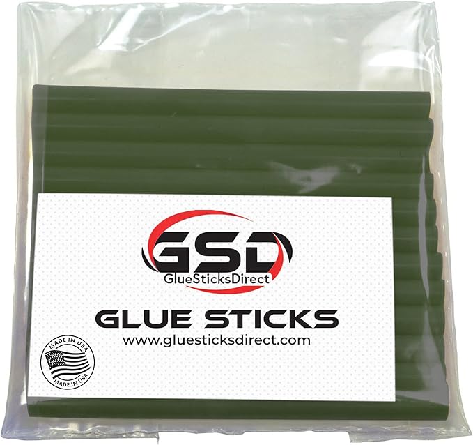 GlueSticksDirect Forest Green Colored Mini Glue Sticks for Hot, Cold and Dual Temp Glue Guns, 24 Sticks - 5/16" x 4"-DeskLoop Office
