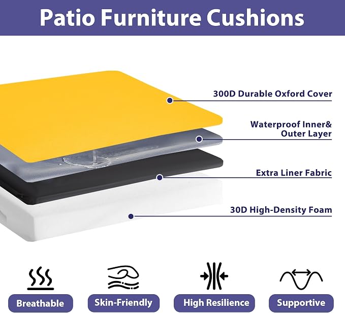 IPYNBAP Outdoor Chair Cushions Set of 4 -Waterproof Outdoor Seat Cushions - Image 2