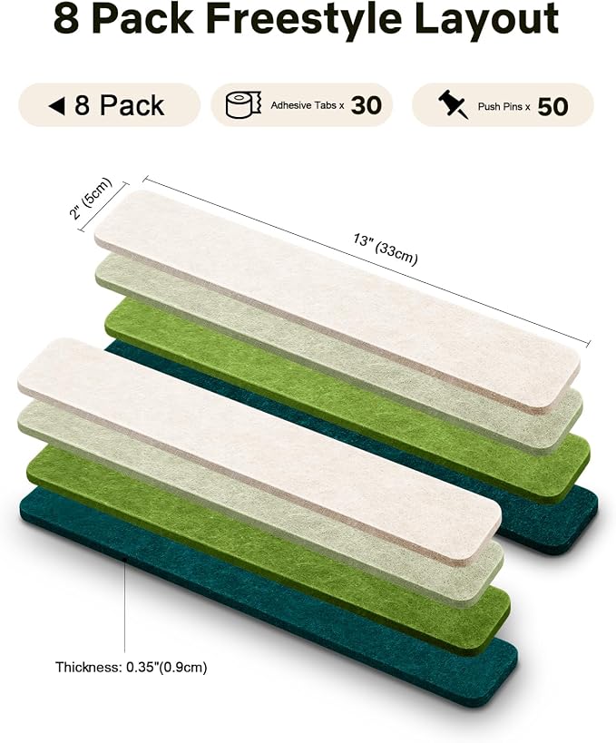 Small Cork Bulletin Board Tiles, Felt Wall Decor and Office Desk Accessories - Image 2