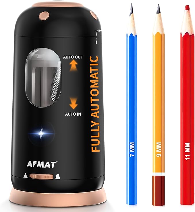 AFMAT Electric Pencil Sharpener, Auto in & Out, Fully Automatic Pencil Sharpener by AFMAT