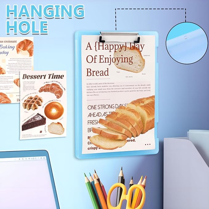 Letter Size Clipboard with Storage 8.5 * 11, Plastic Clear Blue Clipboard File - Image 2