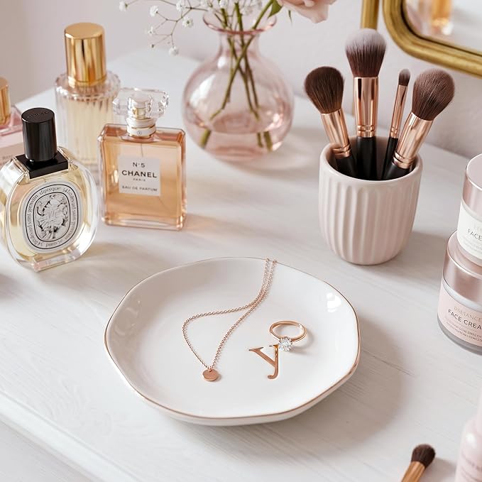 Ceramic Jewelry Tray, Personalized Initial Jewelry Dish - Image 4