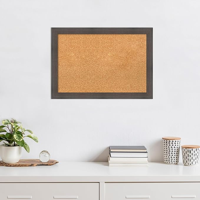 Amanti Art Natural Cork Board for Wall, 19x27 Vision Board with Brown Wood Frame, Medium Corkboard Office Decor for Home Organization, Rustic Farmhouse Corkboard Pinboard to display items for home-DeskLoop Office