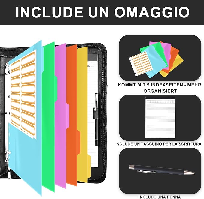 Leathario Portfolio Binder, Includes 5 Folder Index Dividers, 13 Inch Tablets - Image 7