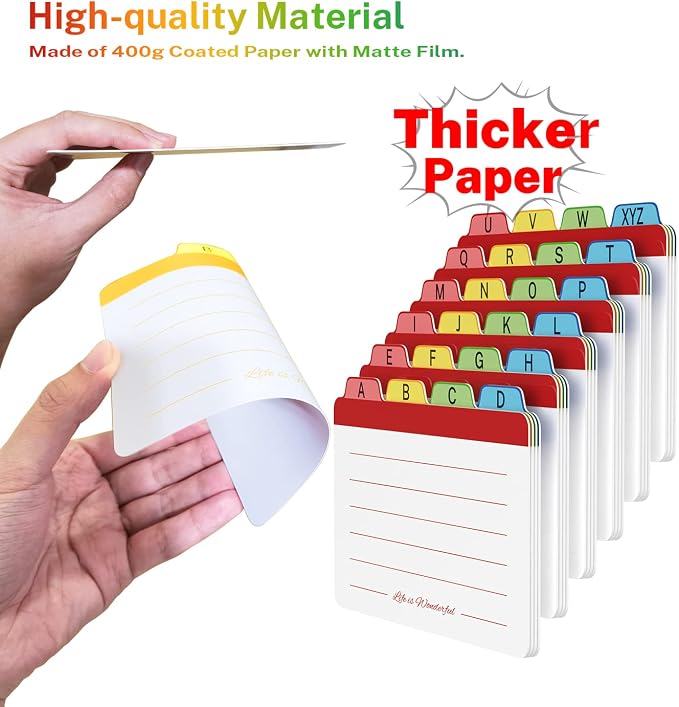 Neando 4 x 6 inches Index Card Dividers, Alphabetical Tabbed Index Cards Guides - Image 2