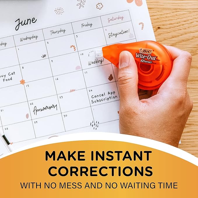 BIC WOTAPP418 Wite-Out EZ Correct Correction Tape, Non-Refillable, 1/6-Inch x - Image 4