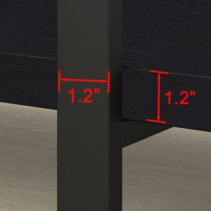 HSH 4 Tier Black Bookshelf, Industrial Metal Wood Storage Book Shelves, Modern Open 4 Shelf Bookcase and Display Etagere, Vertical Book Shelf for Bedroom Living Room Office-DeskLoop Office