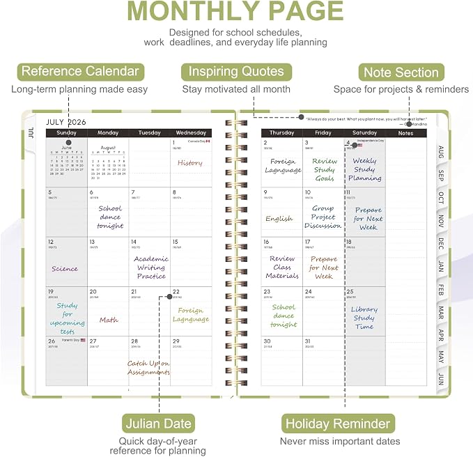Planner 2026-2027, Weekly and Monthly Academic Year Calendar Planner, July 2026 - Image 3