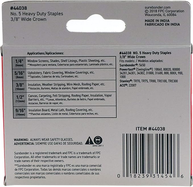 Surebonder #5 Staples 44038 Heavy Duty, Wide Crown, Swingline Type Staple - Image 3