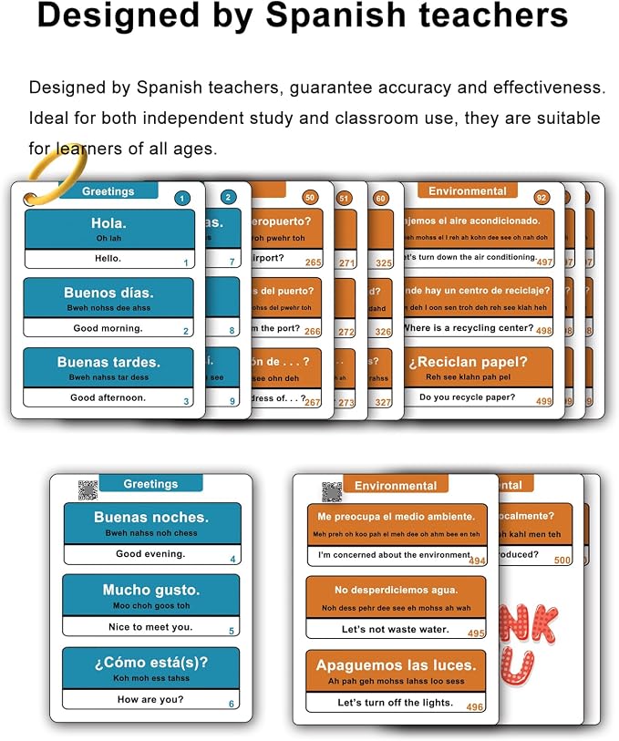 500 Common Spanish Phrases Flash Cards - Image 3