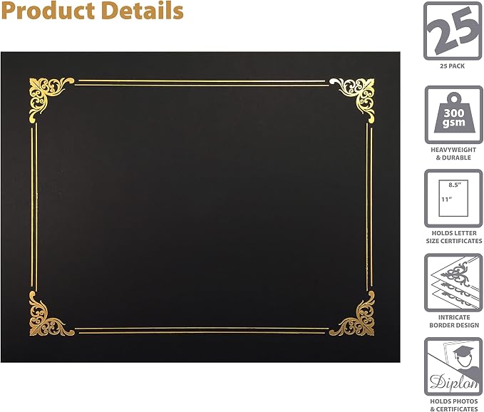 Better Office Products 25 Pack Black Certificate Holders, Diploma Holders - Image 3