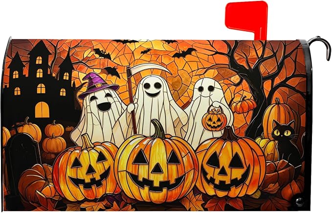 Halloween Spooky Ghost Pumpkin Mailbox Cover Magnetic Standard Size Fall by farg