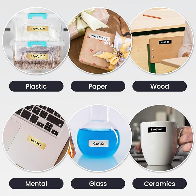 3X Replace for Dymo Label Maker Refills D1 1/2Inch x 23Ft Black/Gold/Silver | - Image 9