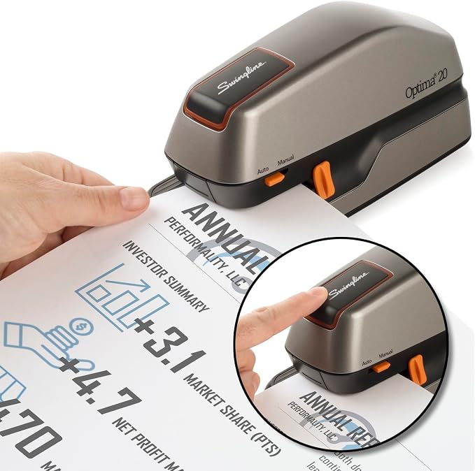 Swingline Electric Stapler, 20 Sheet Capacity, Optima 20, Jam Free, Auto or - Image 3