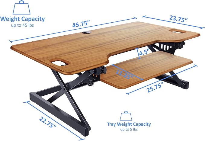 Rocelco 40" Large Height Adjustable Standing Desk Converter - Image 4