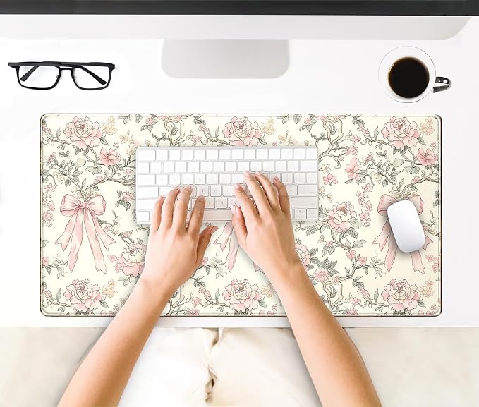 Floral Desk Mat Vintage Chinoiserie Large Mouse Pad Coquette Aesthetic Office - Image 4