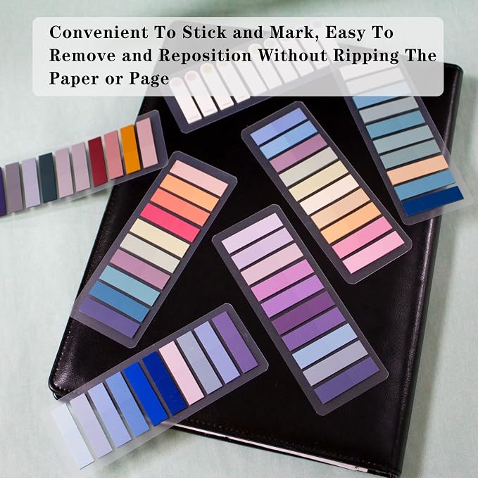 ELII 1600pcsTabs Page Markers Morandi Sticky Index Tabs, Transparent Sticky - Image 3