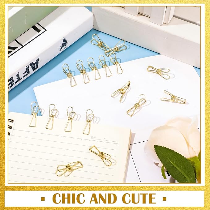 100 Pcs Paper Clips Metal Wire Hollow Out Clothespins Multi Purpose Utility - Image 7