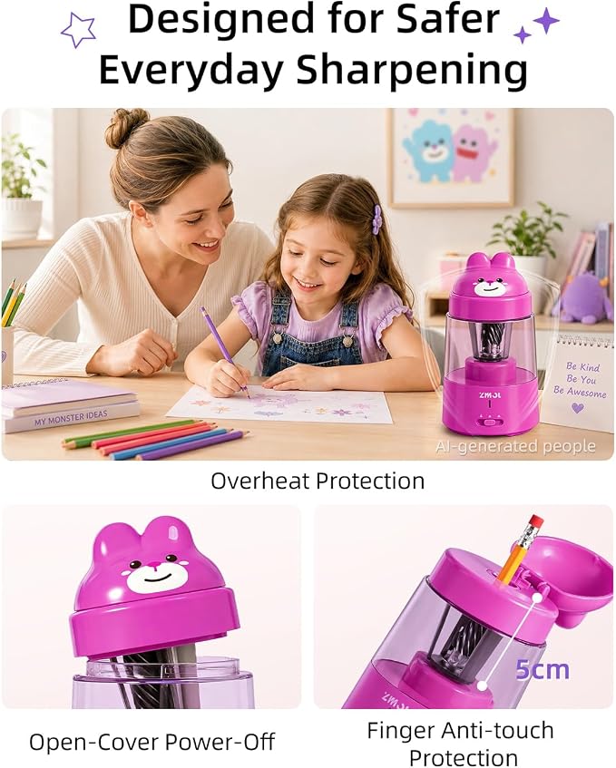 ZMOL Colored Pencil Sharpener for Kids Gift, Rechargeable Electric Pencil - Image 7