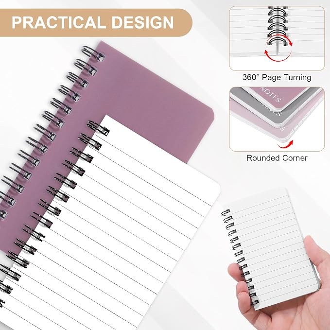 Thboxes 8 Pack Pocket Notebook, 3x5 Small Spiral Notebooks - Image 4