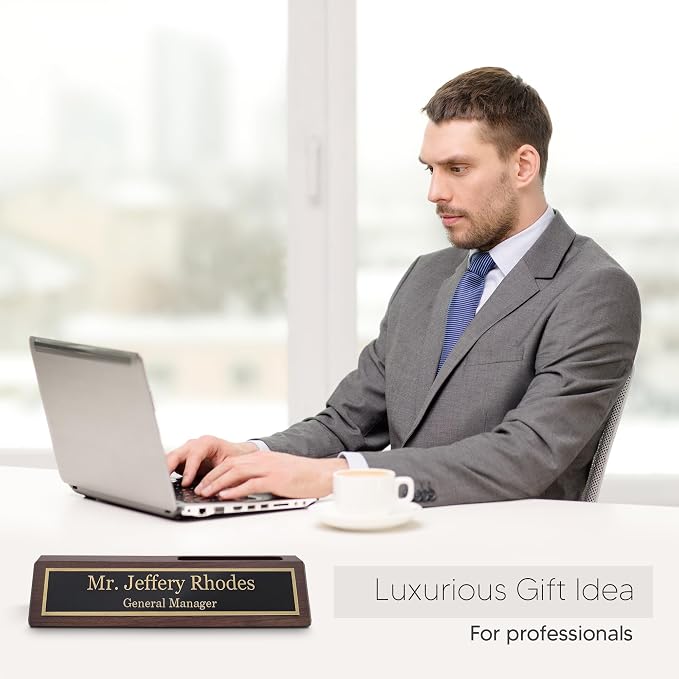Business Wood Name Plate for Desk | Custom Desk Name Plate Personalized Gift - Image 4