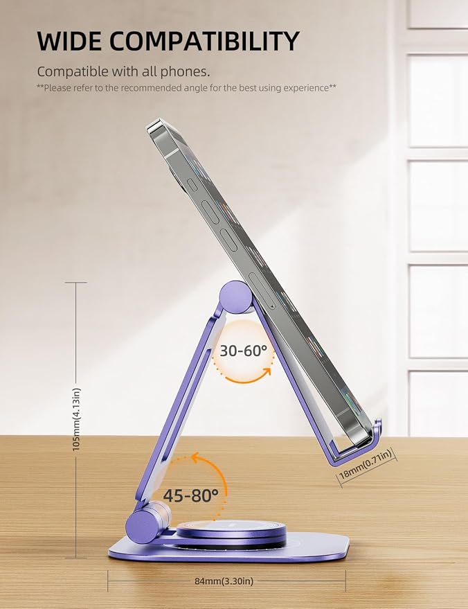 Nulaxy Rotatable Cell Phone Stand, Fully Adjustable Foldable Desktop Phone - Image 4
